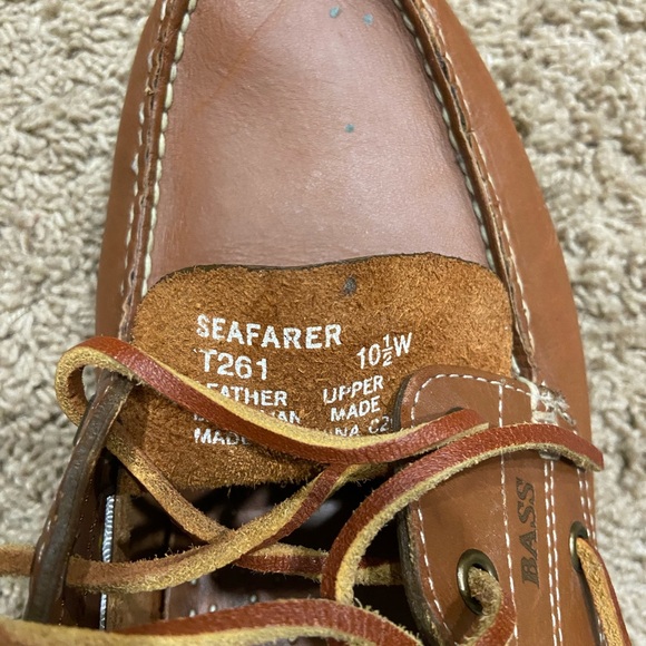 Bass Tan Leather Seafarer Shoes Sz 10.5 W - Picture 3 of 6